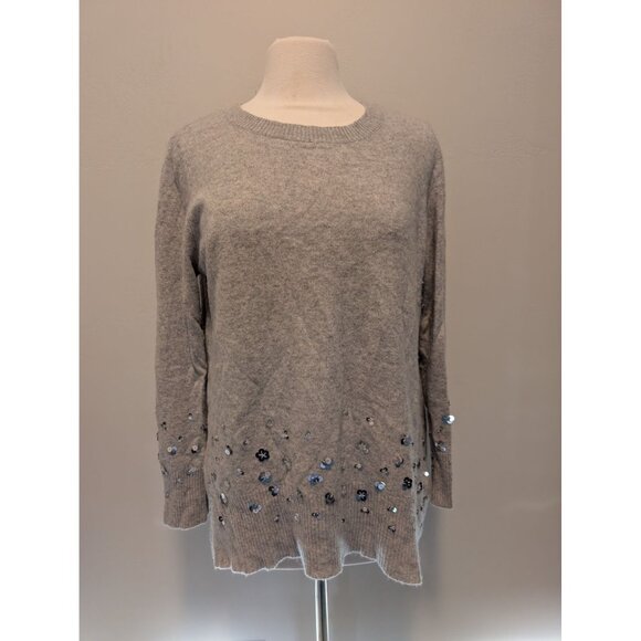 Charter Club Luxury Cashmere Sweater With Sequin Embellishments Gray L Corpcore - Picture 1 of 3